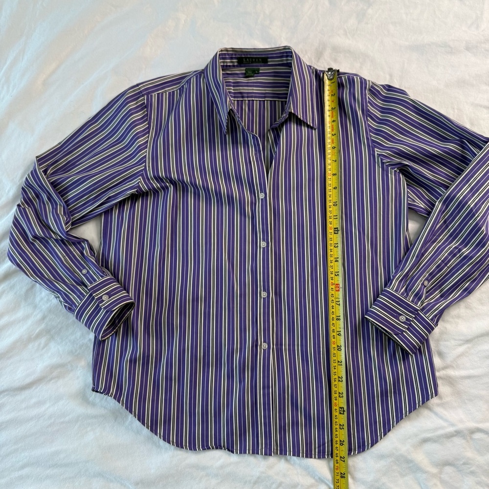 Lauren Ralph Lauren Purple Striped Cotton Button Down Shirt XL classic 90 - Picture 6 of 13